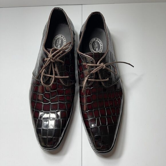 Vero Cuoio Fine Italian Leather Alligator Print Shoes Made In Italy Men's US 11